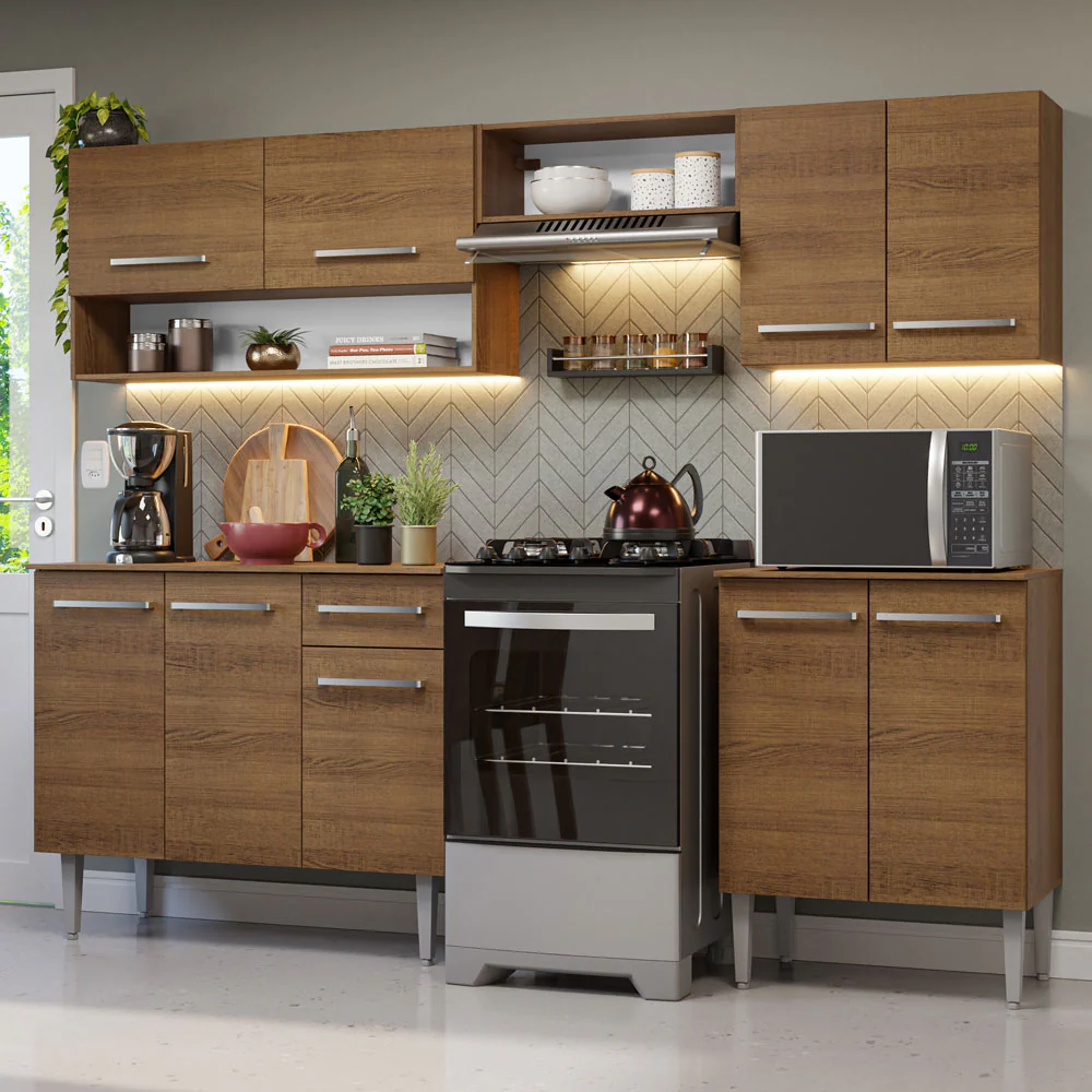 Armário de Cozinha Compacta 229cm Rustic Emilly Madesa 15