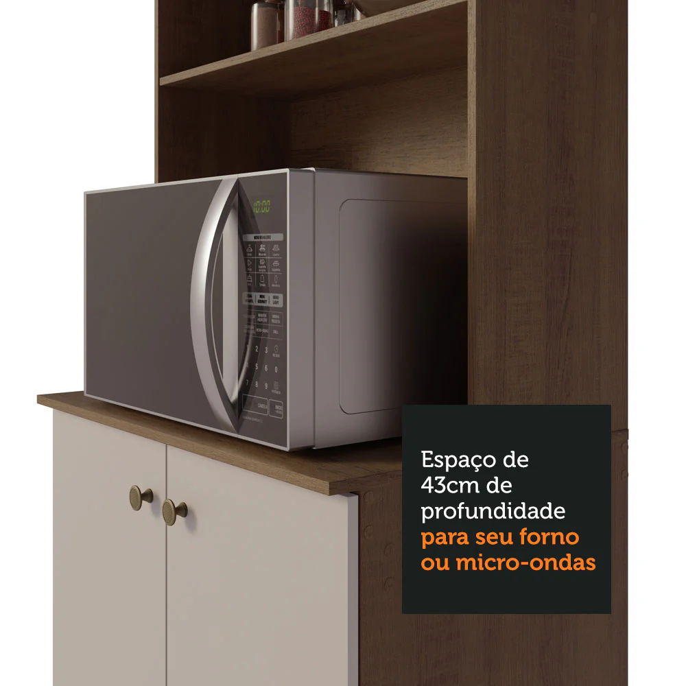 Armário de Cozinha Compacta 235cm Rustic/Crema Gourmet Madesa 02 - Image 7