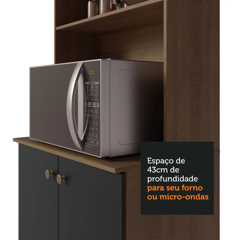 Armário de Cozinha Compacta 235cm Rustic/Preto Gourmet Madesa 02 - Image 7