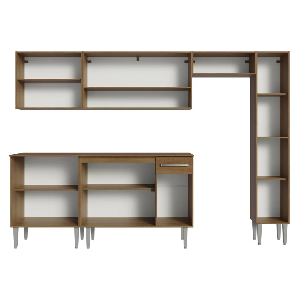 Armário de Cozinha Compacta 261 cm Rustic/Cinza Emilly Madesa 09 - Image 6