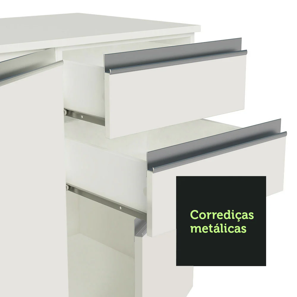Armário de Cozinha Completa 100% MDF 300cm Branco Smart Madesa 03 - Image 8