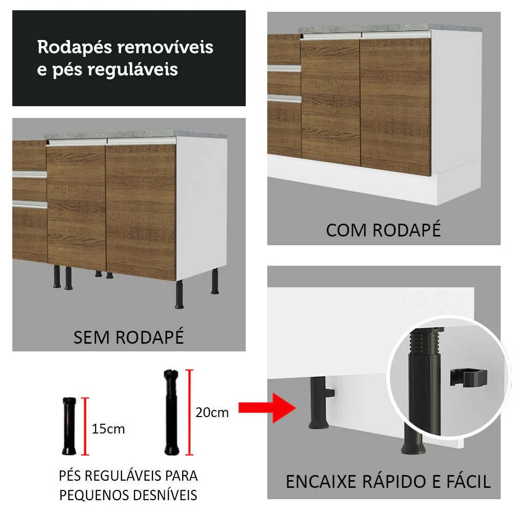 Armário de Cozinha Compacta 160cm Branco/Rustic Glamy Madesa 07 - Image 8