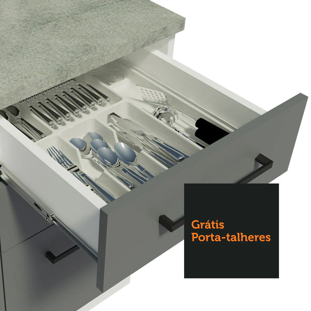 Armário de Cozinha Compacta 180cm Branco/Cinza Agata Madesa 09 - Image 7