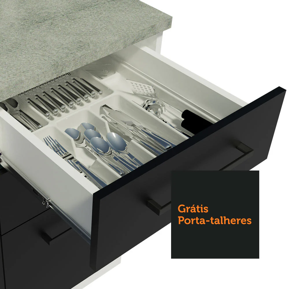 Armário de Cozinha Compacta 180cm Branco/Preto Agata Madesa 09 - Image 7