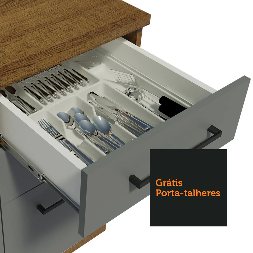 Armário de Cozinha Compacta 180cm Rustic/Cinza Agata Madesa 09 - Image 7