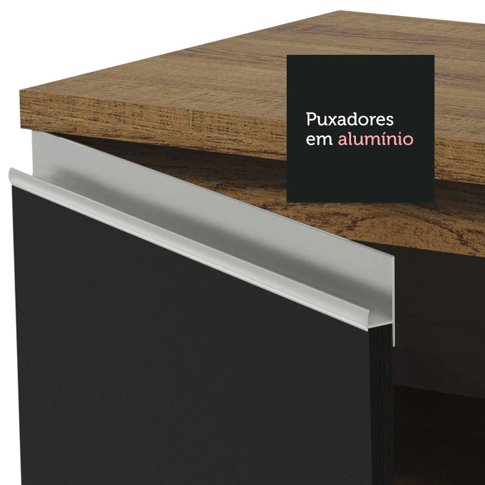 Armário de Cozinha Compacta 180cm Rustic/Preto Glamy Madesa 12 - Image 7