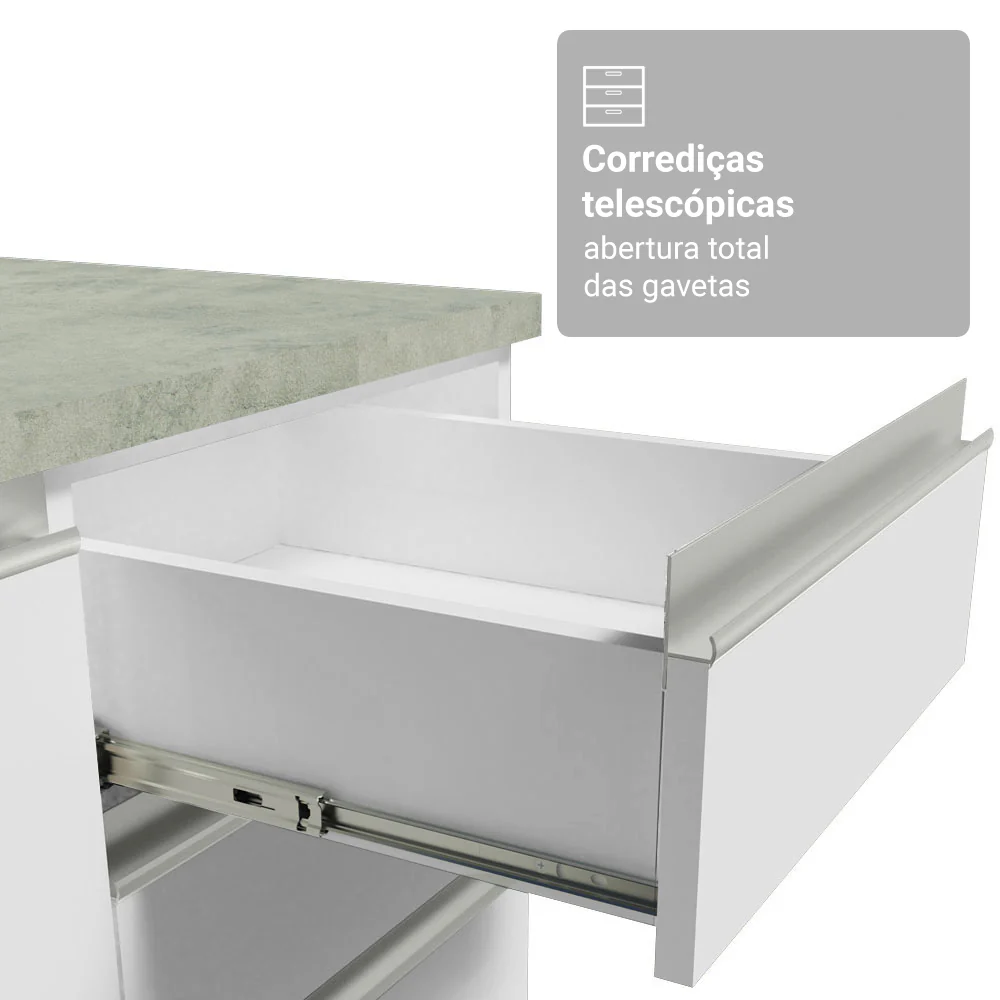 Armário de Cozinha Compacta 190cm Branco Glamy Madesa 05 - Image 7