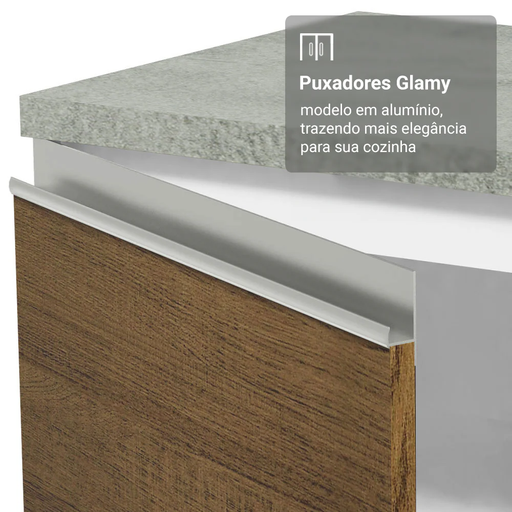 Armário de Cozinha Compacta 190cm Branco/Rustic Glamy Madesa 05 - Image 6
