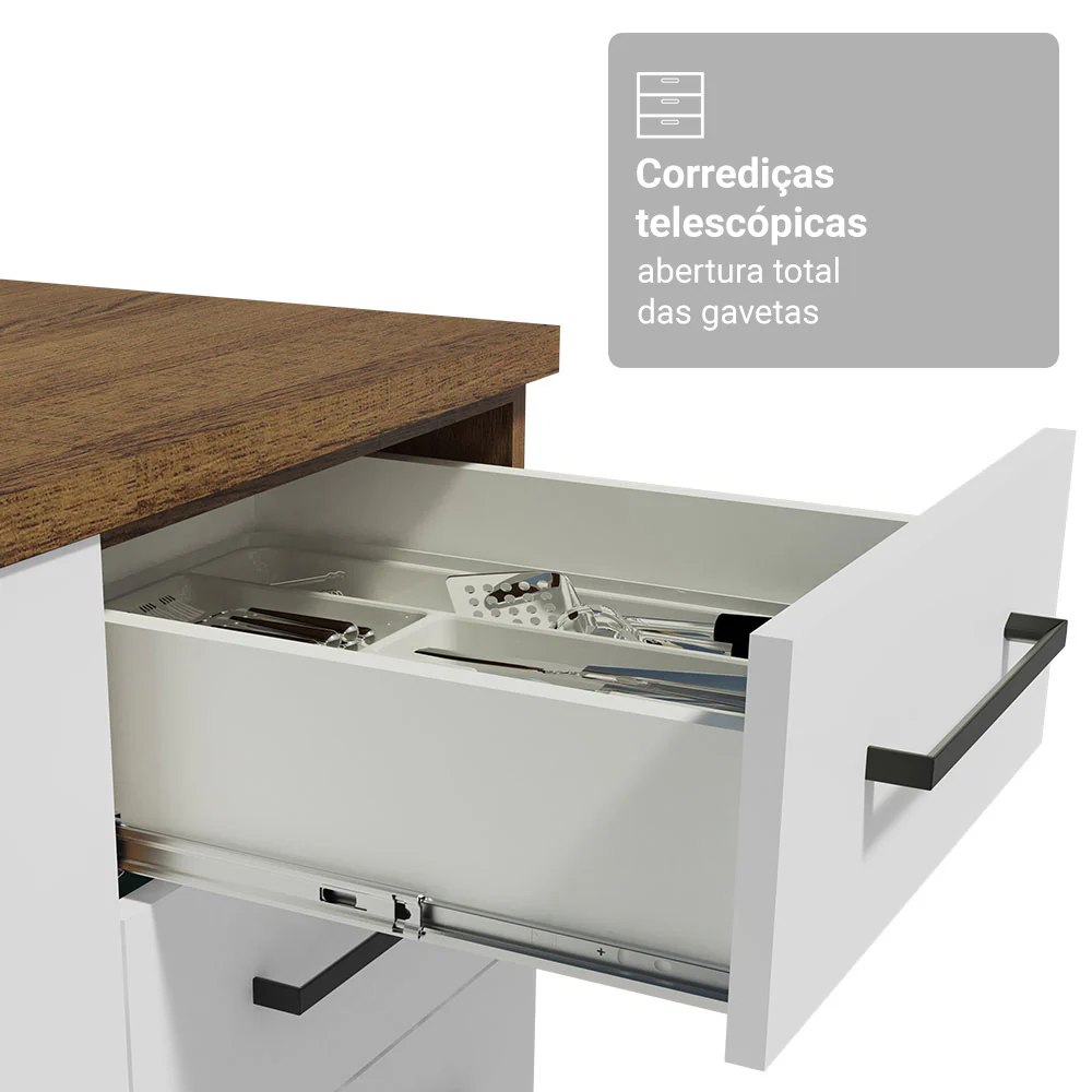 Armário de Cozinha Compacta 190cm com Cristaleira Rustic/Branco Agata Madesa 01 - Image 7