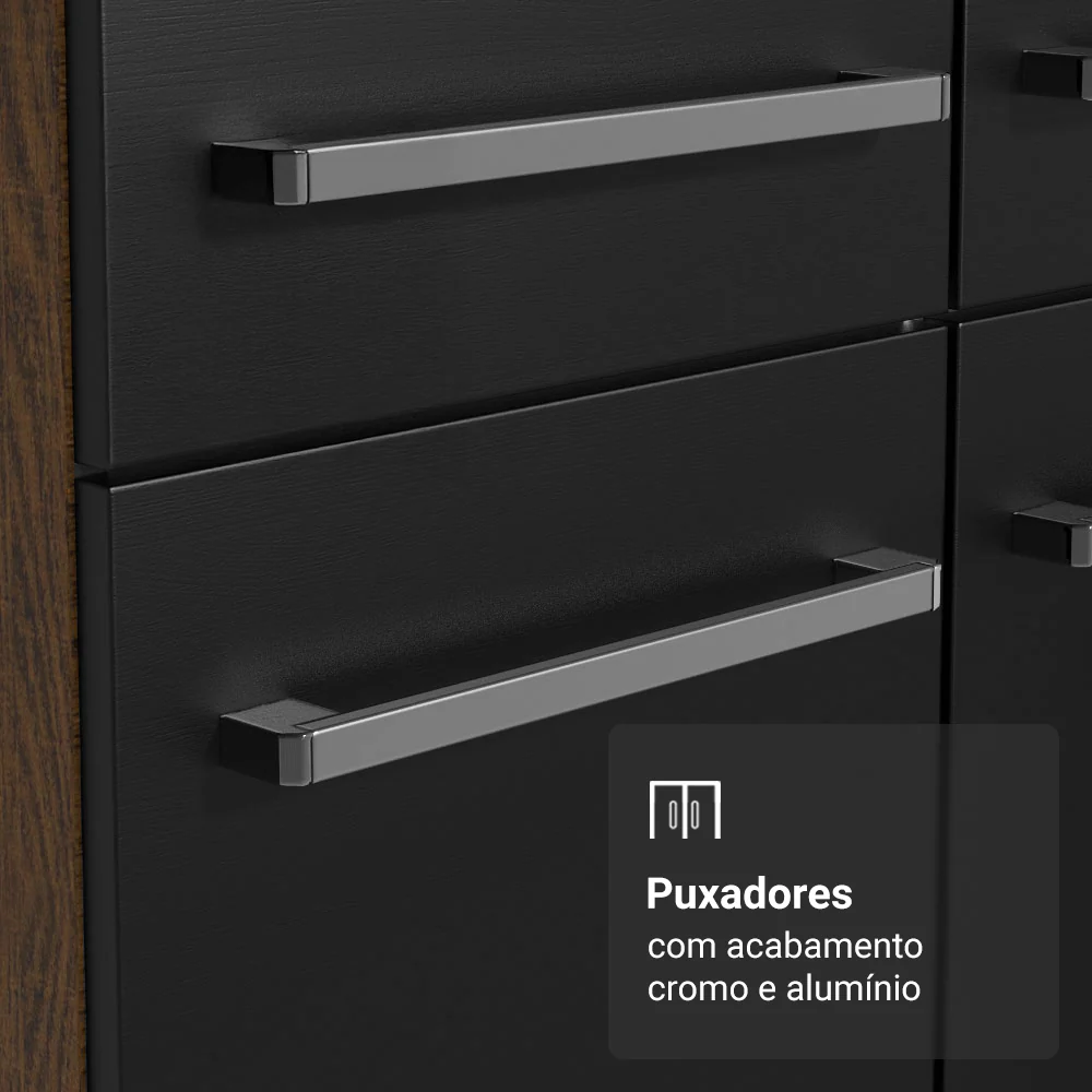 Armário de Cozinha Completa 197 cm Rustic/Preto Emilly Madesa 02 - Image 6