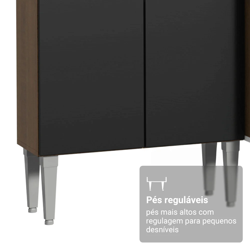 Armário de Cozinha Completa 197 cm Rustic/Preto Emilly Madesa 02 - Image 7