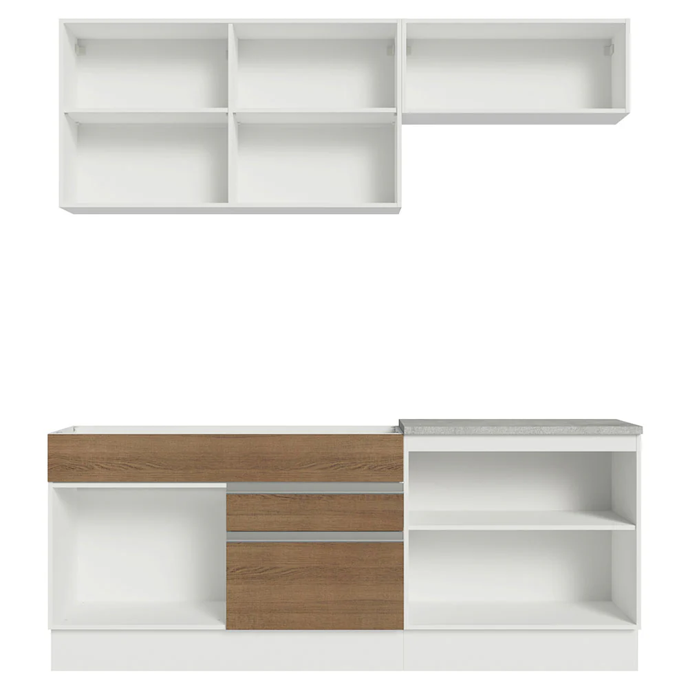 Armário de Cozinha Compacta 200cm Branco/Rustic/Crema Glamy Madesa 07 - Image 11