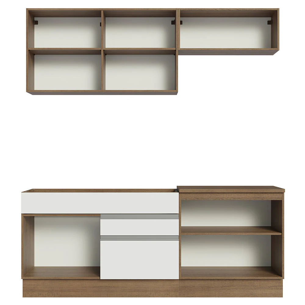 Armário de Cozinha Compacta 200cm Rustic/Branco/Crema Glamy Madesa 07 - Image 11
