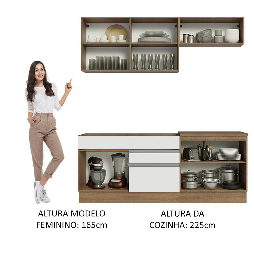 Armário de Cozinha Compacta 200cm Rustic/Branco Glamy Madesa 07 - Image 5