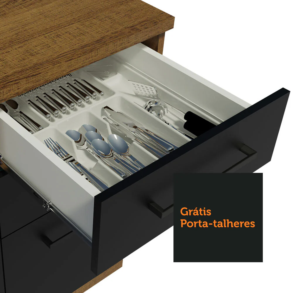 Armário de Cozinha Completa 220cm Rustic/Preto Agata da Thêmis Madesa - Image 8