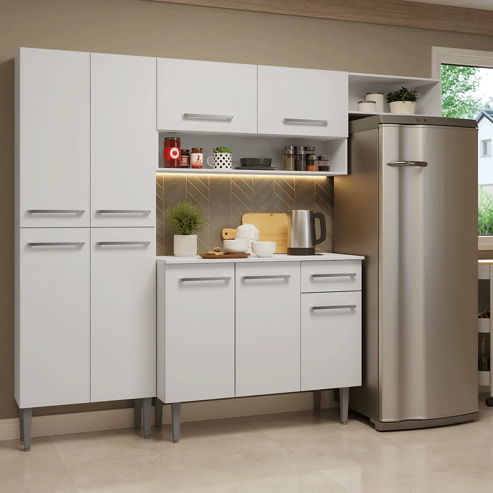 Armário de Cozinha Completa 229cm Branco Emilly Madesa 016
