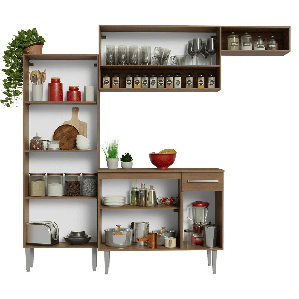 Armário de Cozinha Completa 229cm Rustic/Branco Emilly Madesa 18 - Image 5