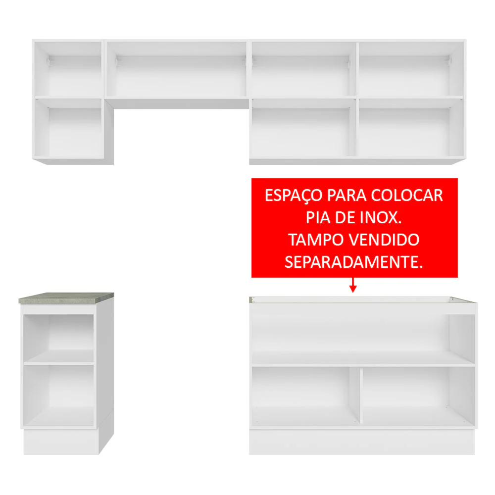 Armário de Cozinha Completa 240cm Branco Glamy Madesa 10 - Image 5