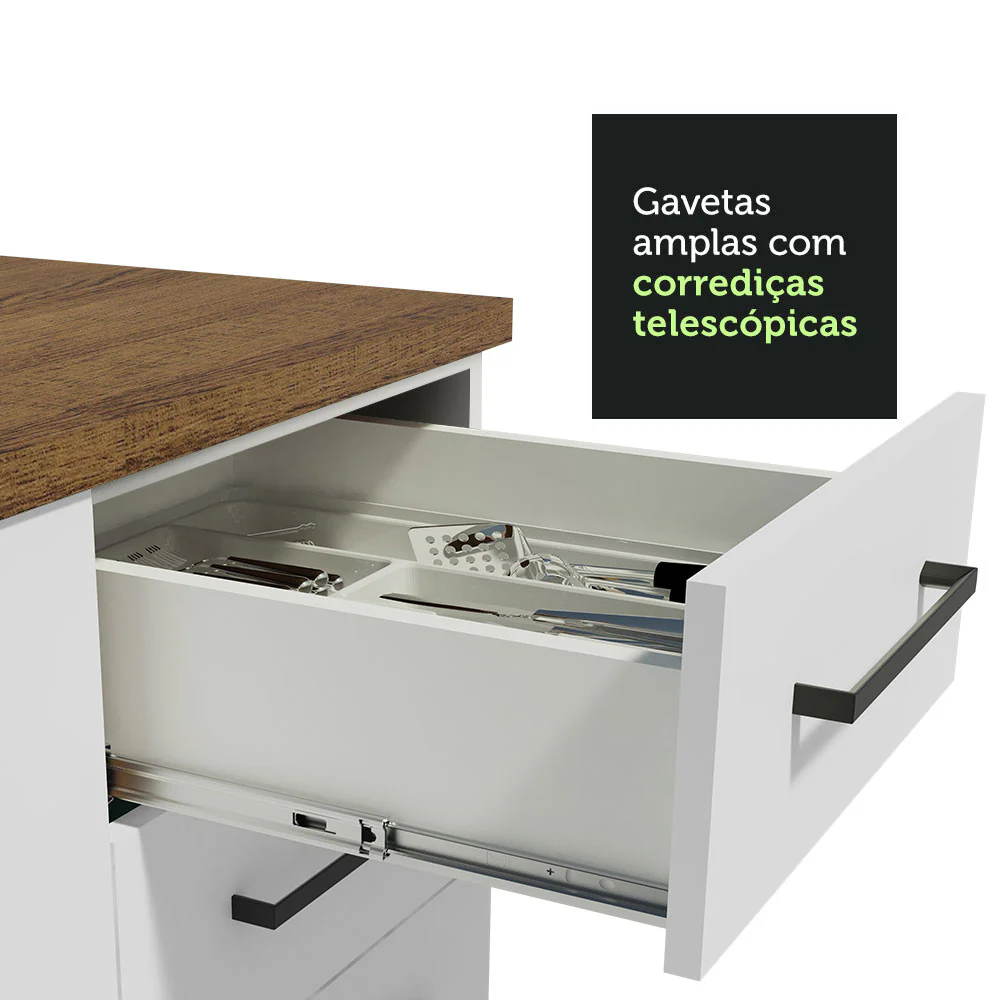 Armário de Cozinha Completa 240cm Branco/Rustic 60cm de Profundidade Agata Madesa 02 - Image 7