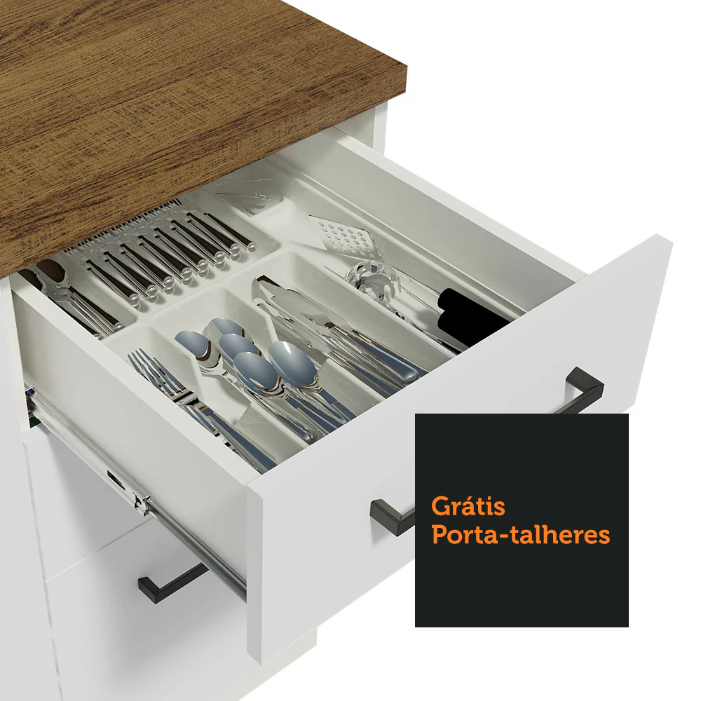 Armário de Cozinha Completa 240cm Branco/Rustic 60cm de Profundidade Agata Madesa 02 - Image 8