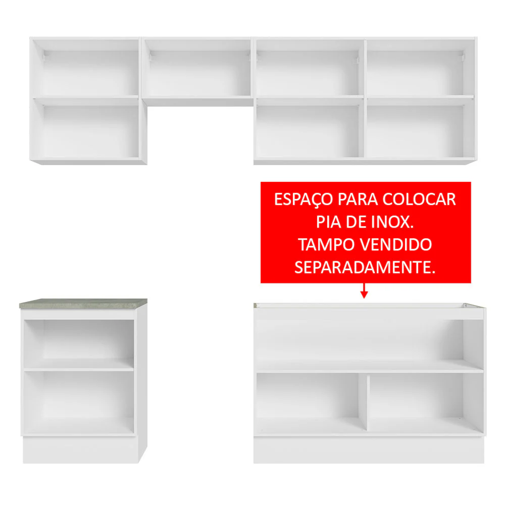 Armário de Cozinha Completa 240cm Branco/Rustic Glamy Madesa 09 - Image 5