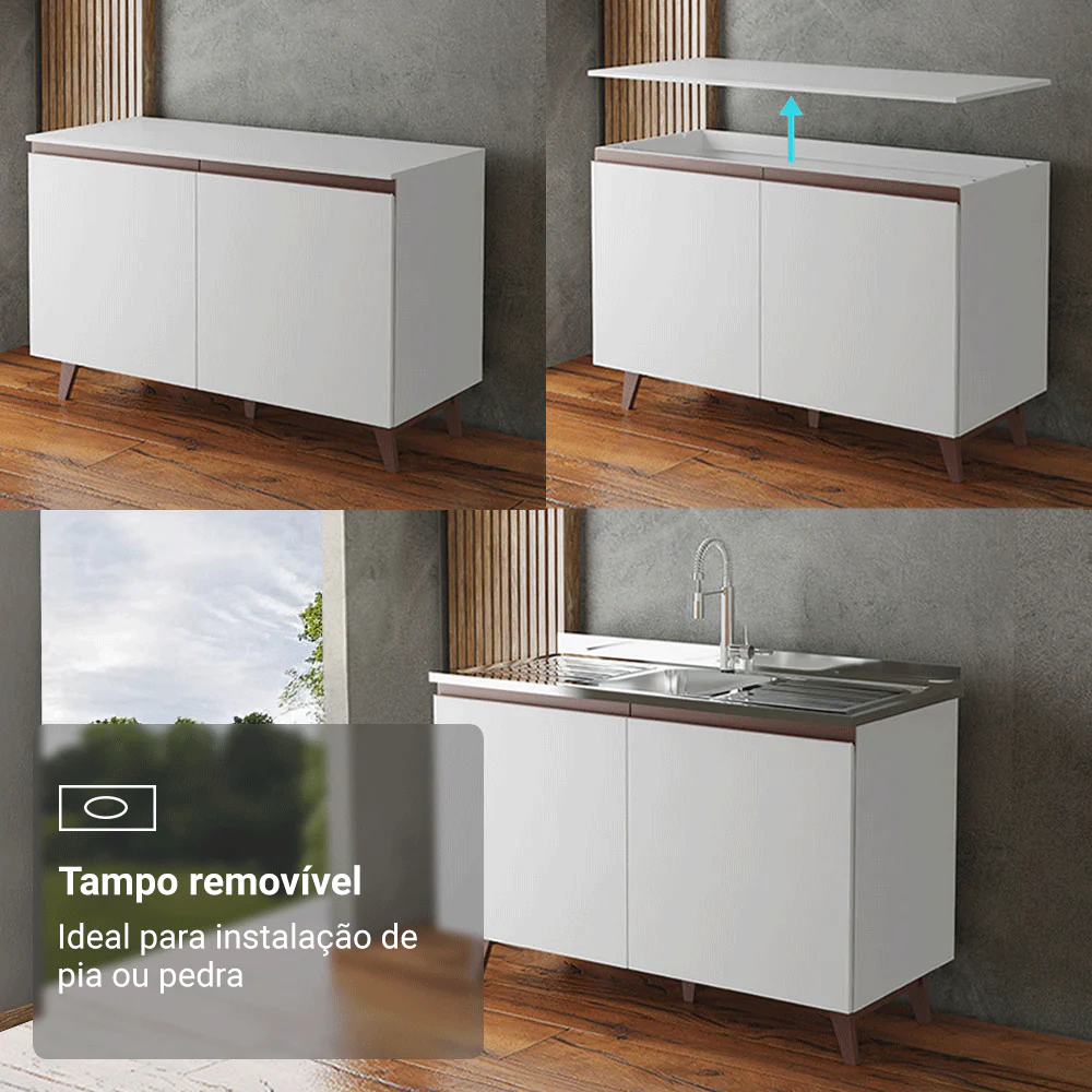 Armário de Cozinha Completa 250cm Branco Reims Madesa 08 - Image 6