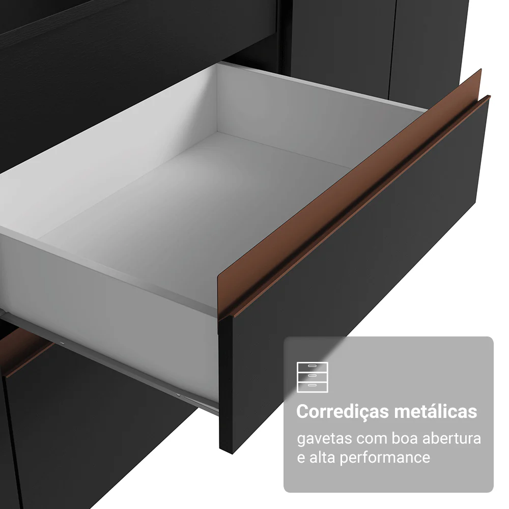 Armário de Cozinha Completa 250cm Preto Reims Madesa 10 - Image 8