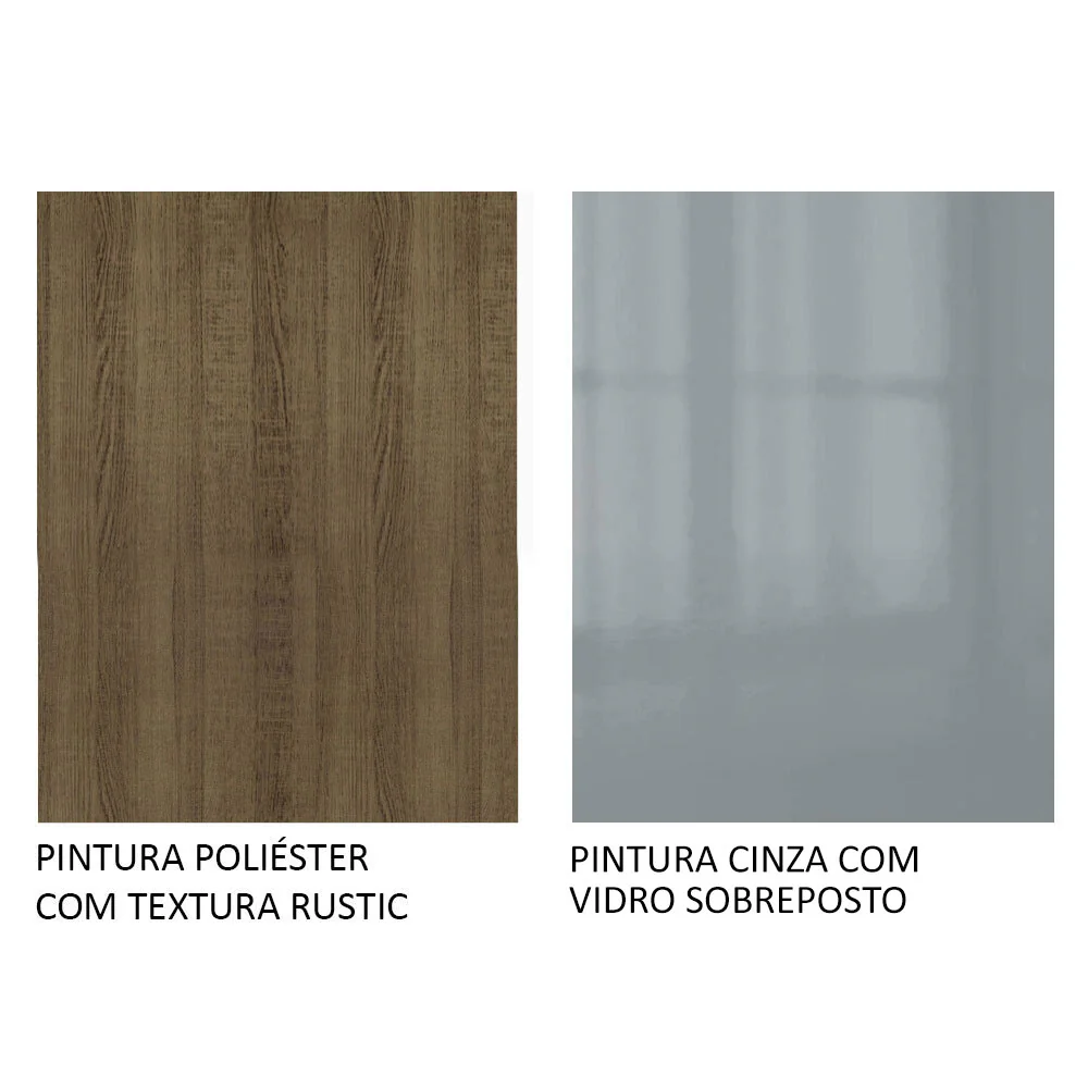 Armário de Cozinha Completa 260 x 60 cm Rustic/Cinza Lux Madesa 08 - Image 11