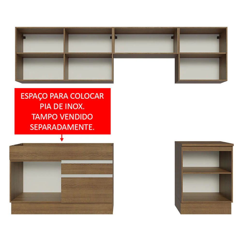 Armário de Cozinha Completa 260cm Rustic Glamy Madesa 05 - Image 5