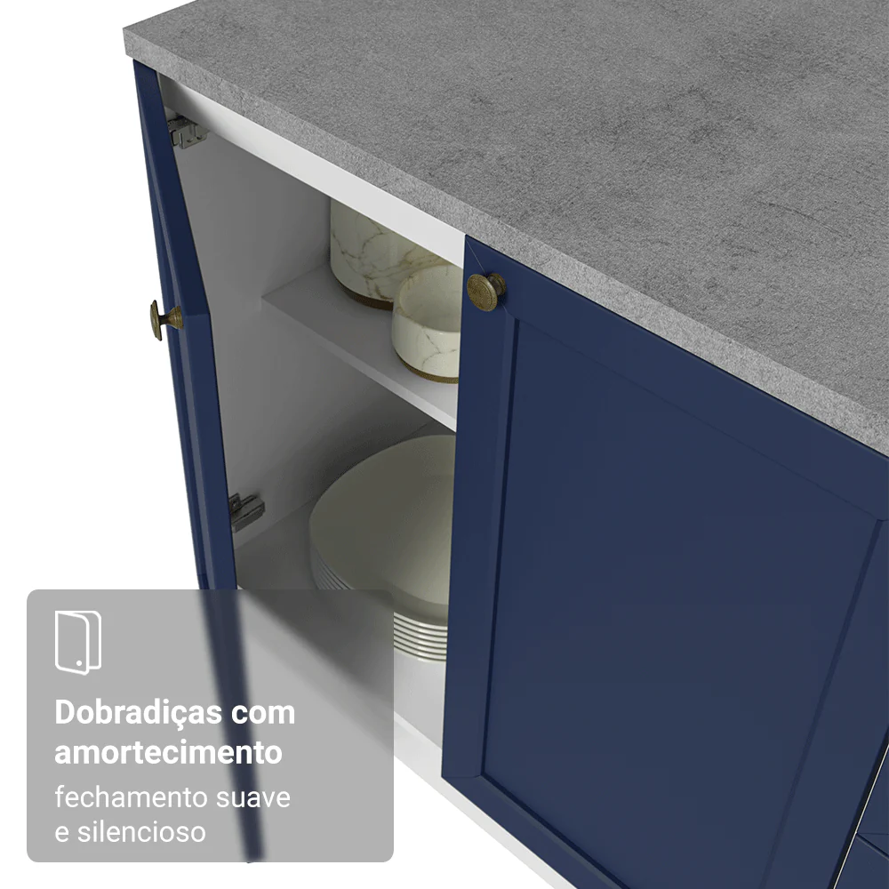 Armário de Cozinha Completa 270 cm Branco/Azul Vik Madesa 02 - Image 8