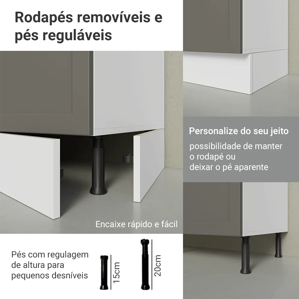 Armário de Cozinha Completa 270 cm Branco/Cinza Vik Madesa 03 - Image 9