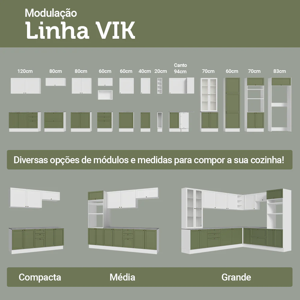 Armário de Cozinha Completa 270 cm Branco/Verde/Branco Vik Madesa 01 - Image 10