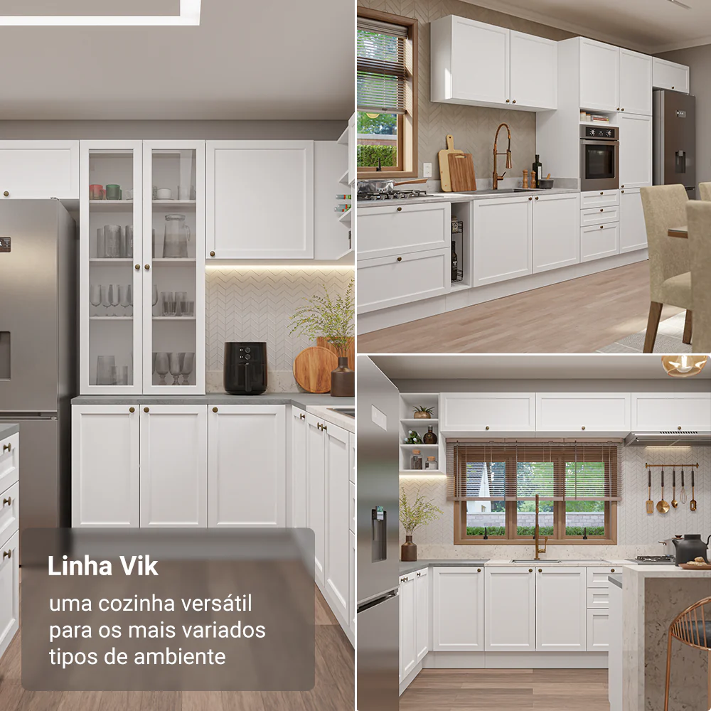 Armário de Cozinha Completa 270 cm Branco Vik Madesa 01 - Image 5