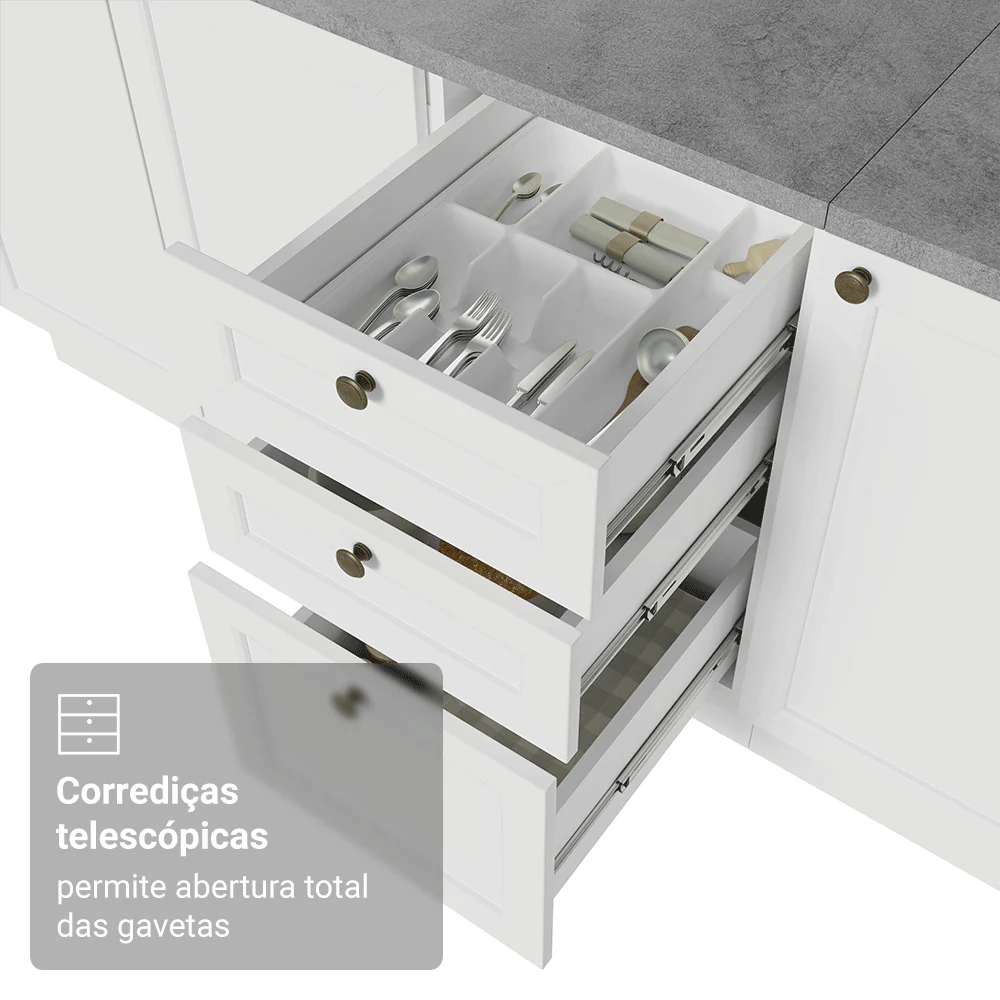 Armário de Cozinha Completa 270 cm Branco Vik Madesa 01 - Image 7