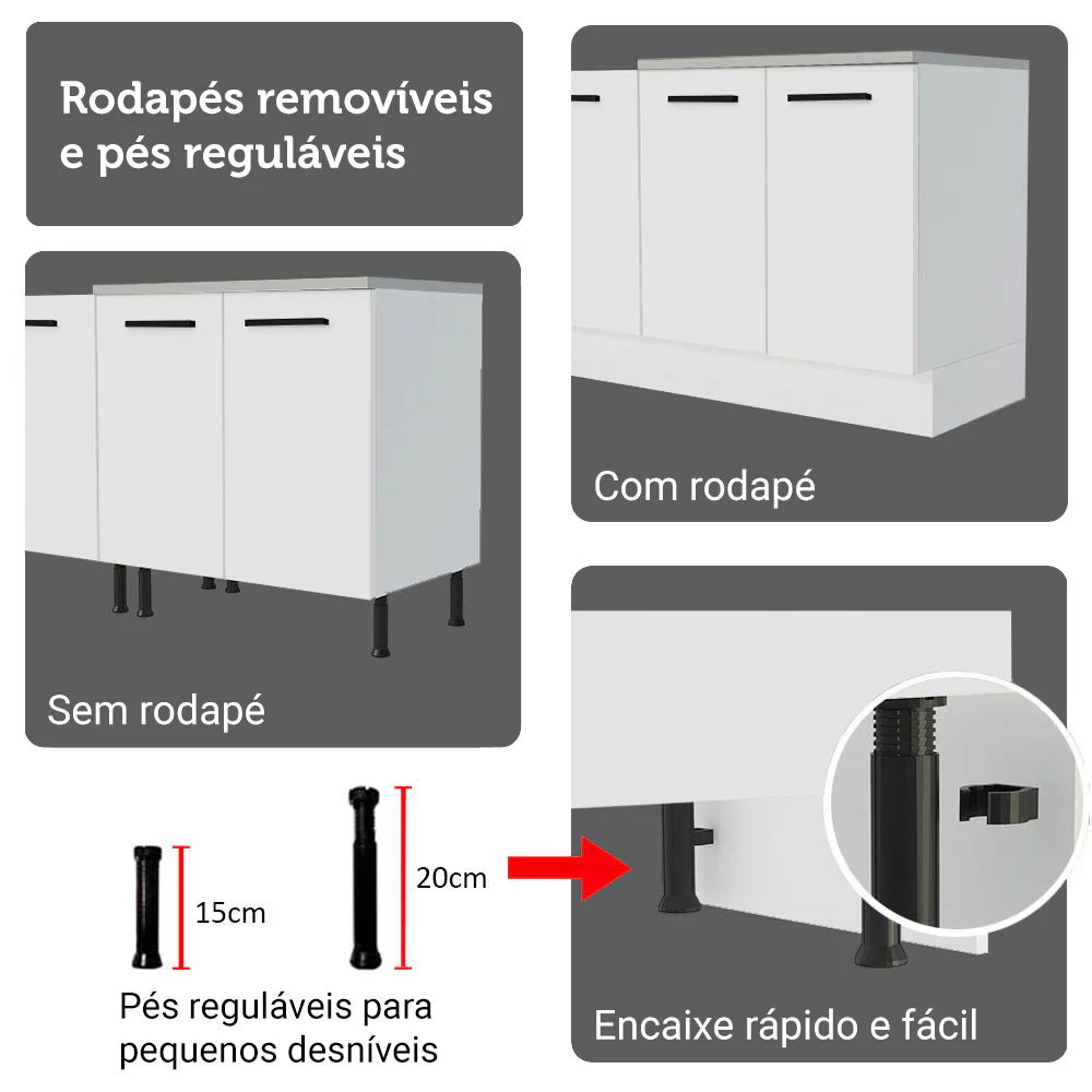 Armário de Cozinha Completa 270cm Branco Agata Madesa 11 - Image 9