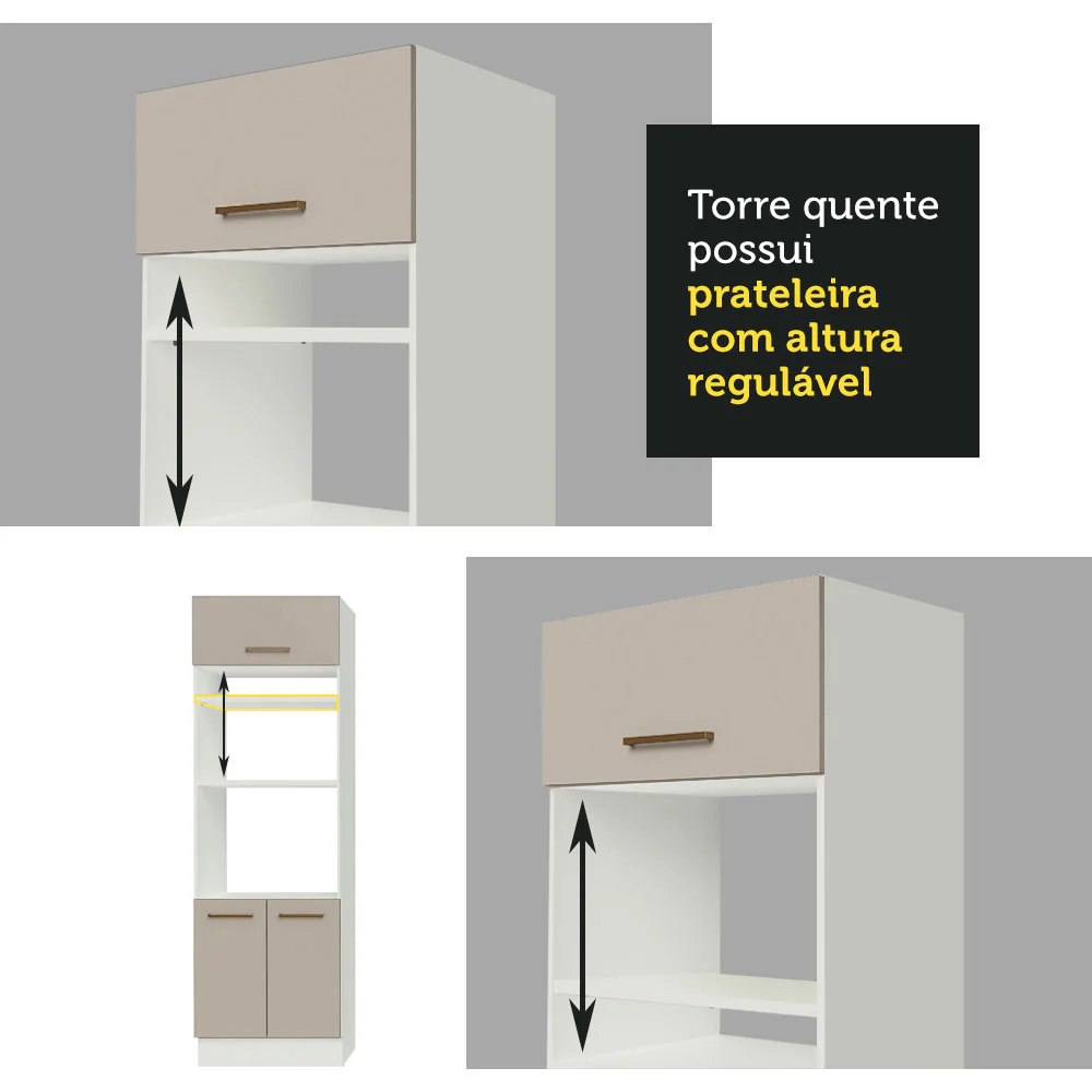 Armário de Cozinha Completa 270cm Branco/Crema Agata Madesa 01 - Image 8