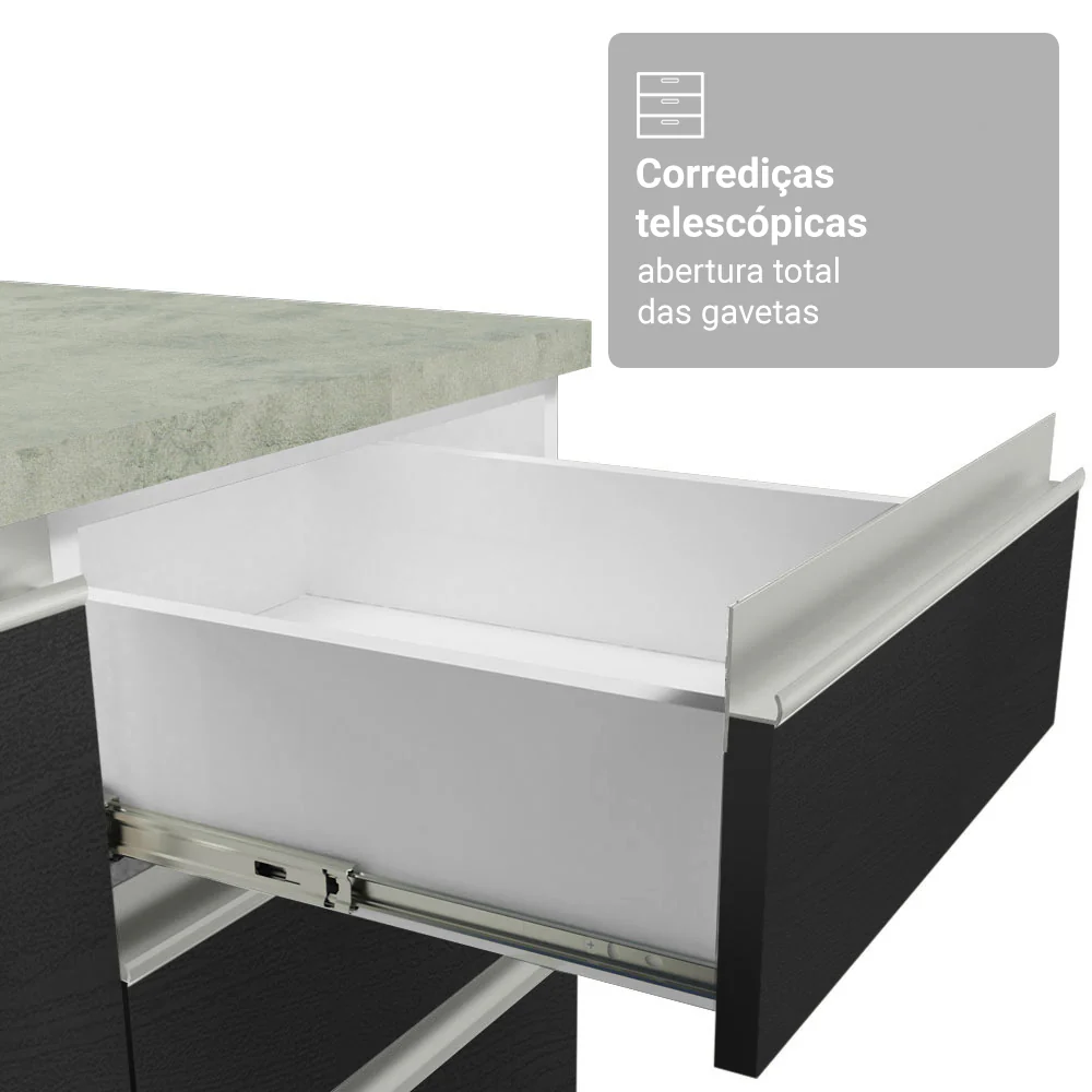 Armário de Cozinha Completa 270cm Branco/Preto Glamy Madesa 16 - Image 7