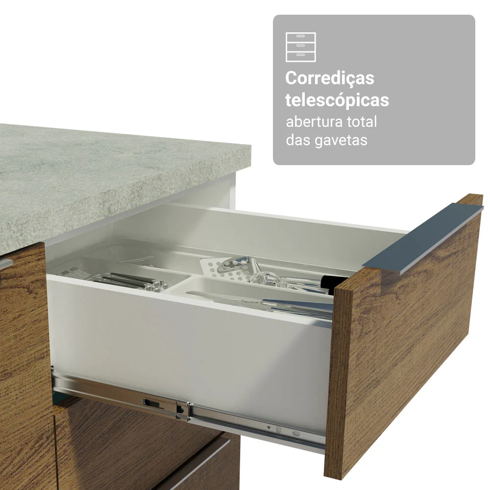 Armário de Cozinha Completa 270cm Branco/Rustic Stella Madesa 11 - Image 7