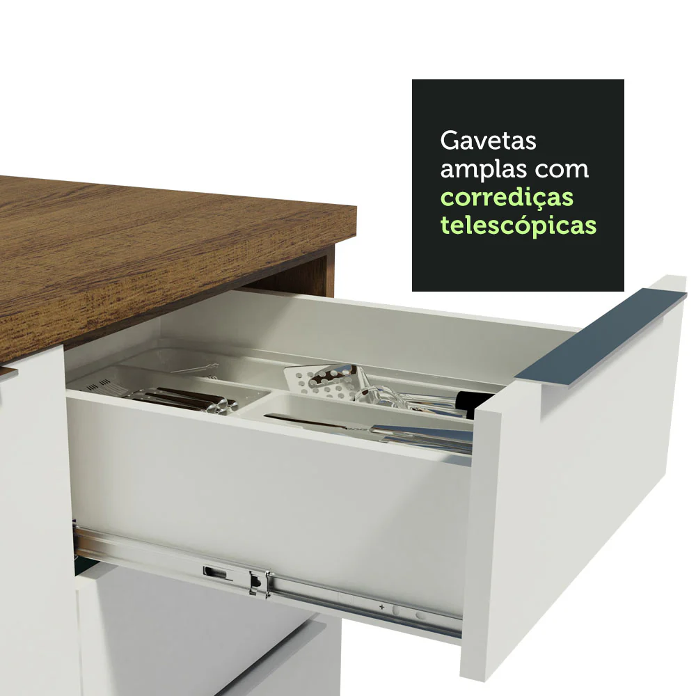 Armário de Cozinha Completa 270cm Rustic/Branco Stella Madesa 07 - Image 7