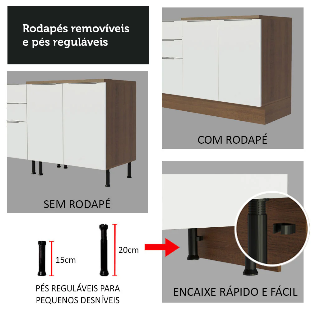 Armário de Cozinha Completa 270cm Rustic/Branco Stella Madesa 10 - Image 10