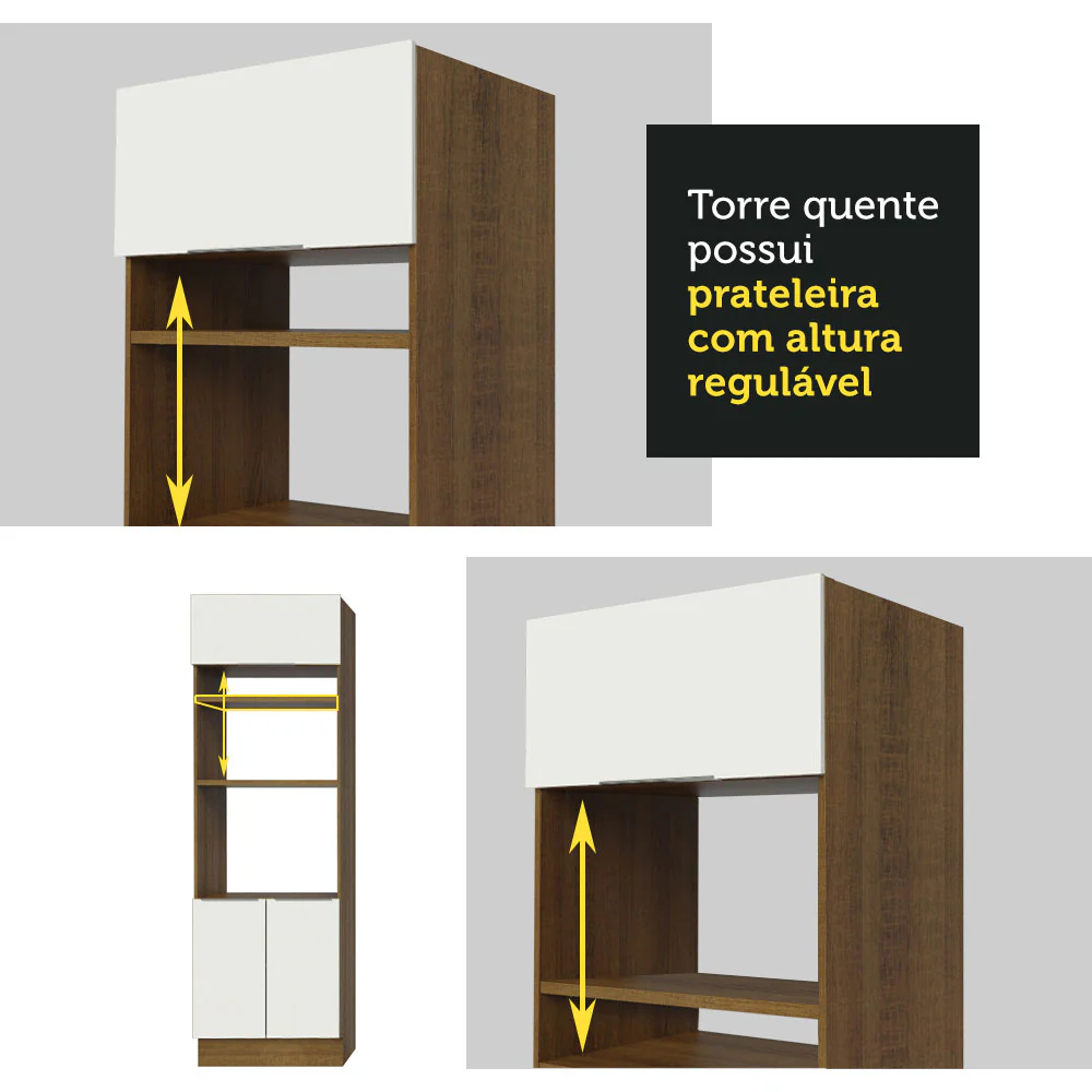 Armário de Cozinha Completa 270cm Rustic/Branco Stella Madesa 10 - Image 9