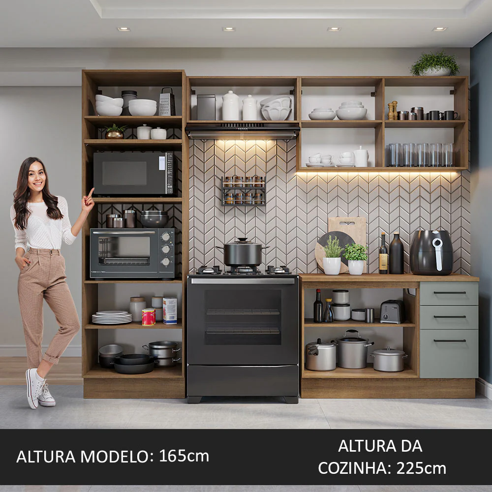 Armário de Cozinha Completa 270cm Rustic/Cinza Agata Madesa 07 - Image 5