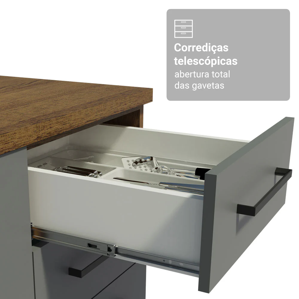 Armário de Cozinha Completa 270cm Rustic/Cinza Agata Madesa 11 - Image 7