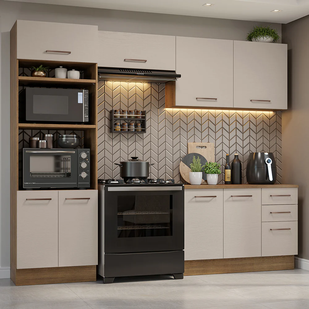 Armário de Cozinha Completa 270cm Rustic/Crema Agata Madesa 07