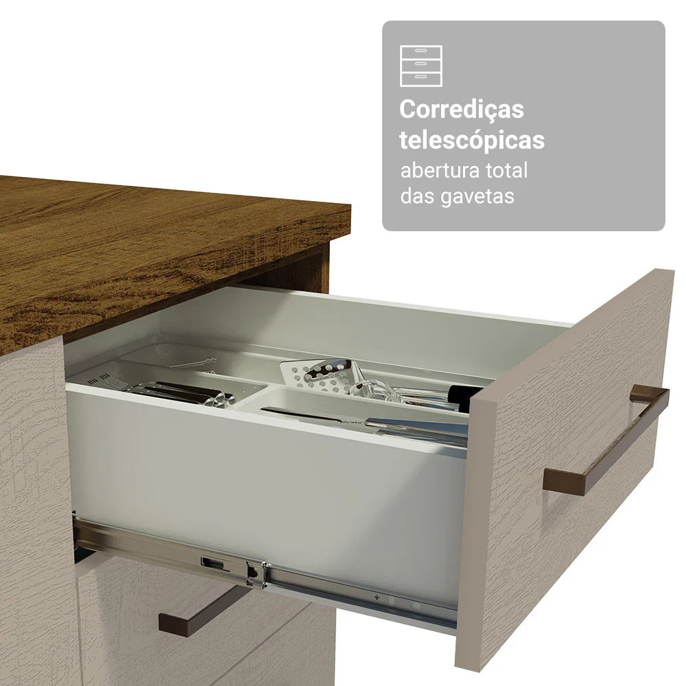 Armário de Cozinha Completa 270cm Rustic/Crema Agata Madesa 11 - Image 7