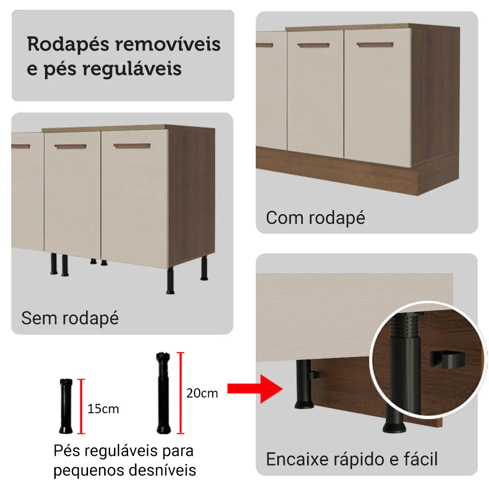 Armário de Cozinha Completa 270cm Rustic/Crema Agata Madesa 11 - Image 9