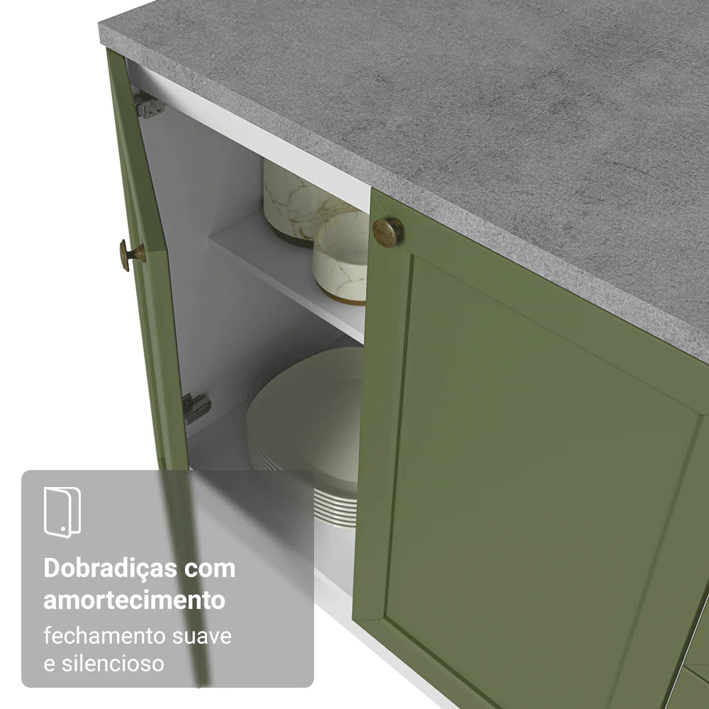 Armário de Cozinha Completa 280 cm Branco/Verde Vik Madesa 01 - Image 7