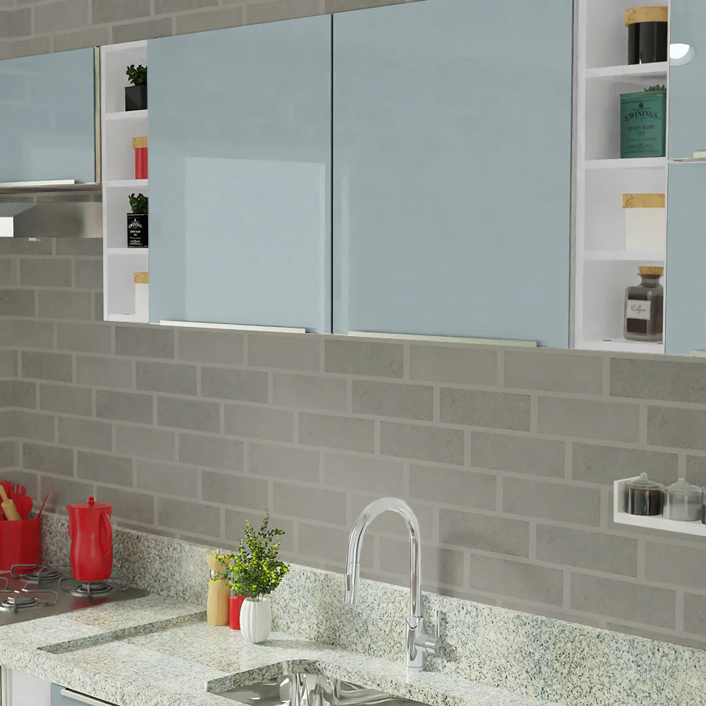 Armário de Cozinha Completa 300 x 60 cm Branco/Cinza Lux da Sabrina Madesa - Image 11