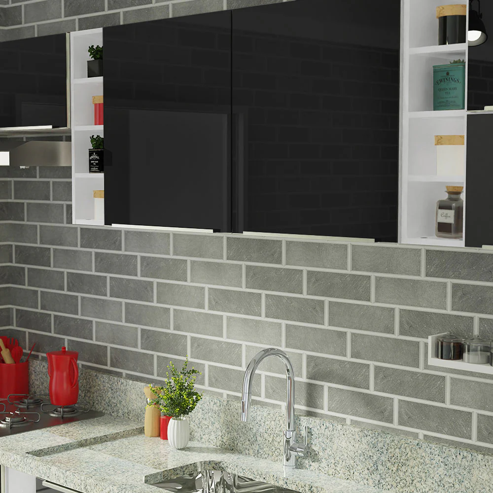 Armário de Cozinha Completa 300 x 60 cm Branco/Preto Lux da Sabrina Madesa - Image 12