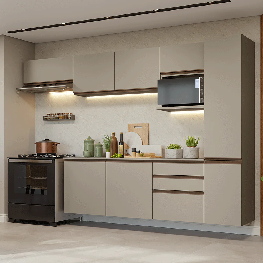 Armário de Cozinha Completa 300cm Suspensa Crema Nice Madesa 10
